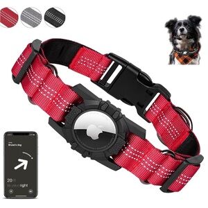 ⭐️Host Pick⭐️ Pufferfish reflective AirTag dog collar red size Medium NIB